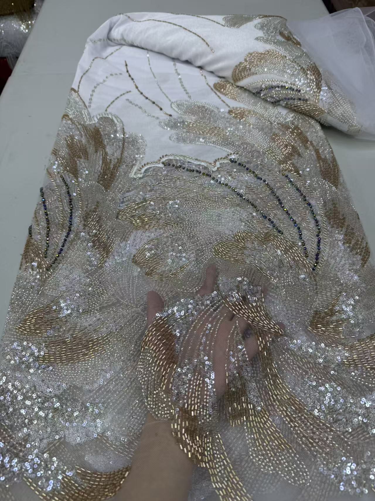 Sewing Velvet Fabric - قماش دانتيل فرنسي أفريقي مزين بالترتر