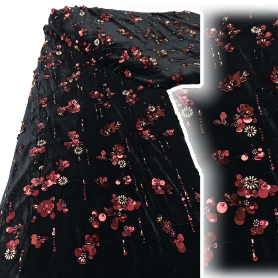 Sewing Velvet Fabric - قماش دانتيل مخملي ترتر أفريقي نيجيري