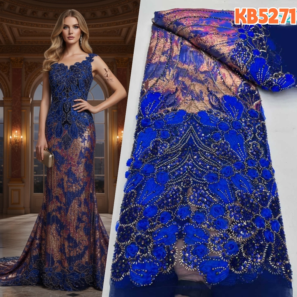 Sewing Velvet Fabric - قماش دانتيل نيجيري 5 ياردات جودة