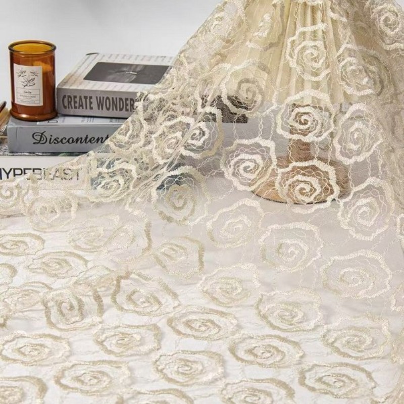 قماش دانتيل مطرز من التول بتطر - مراجعة Sewing Fabric وسعره