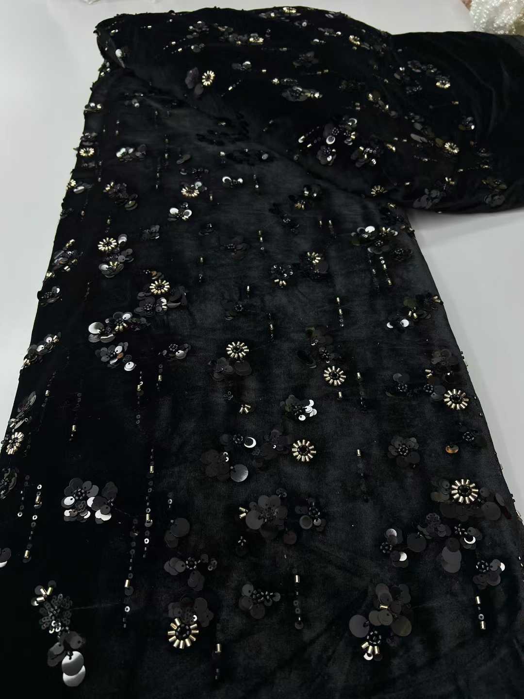 قماش دانتيل مخملي ترتر أفريقي  - مراجعة Sewing Velvet Fabric وسعره