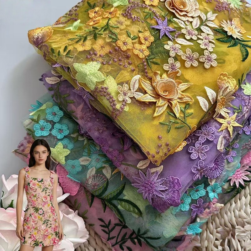 قماش دانتيل شبكي مطرز بالزهور  - مراجعة Sewing In Textile وسعره