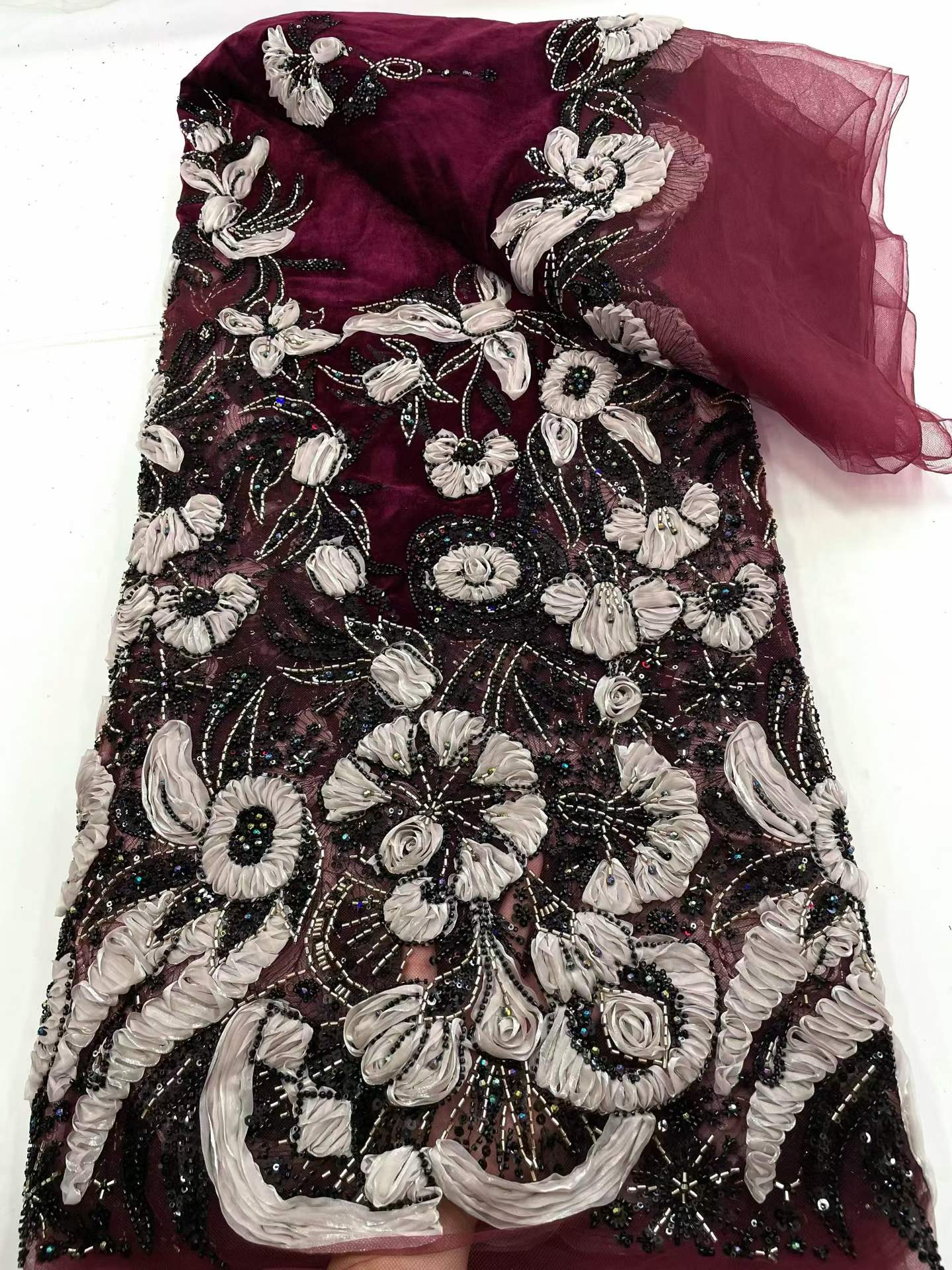 قماش دانتيل مخملي أفريقي مزين  - مراجعة Sewing Velvet Fabric وسعره